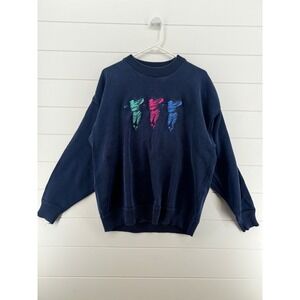 Vintage Sutter & Grant Mens XL Navy Blue Golf Graphic Knit Crewneck Sweater